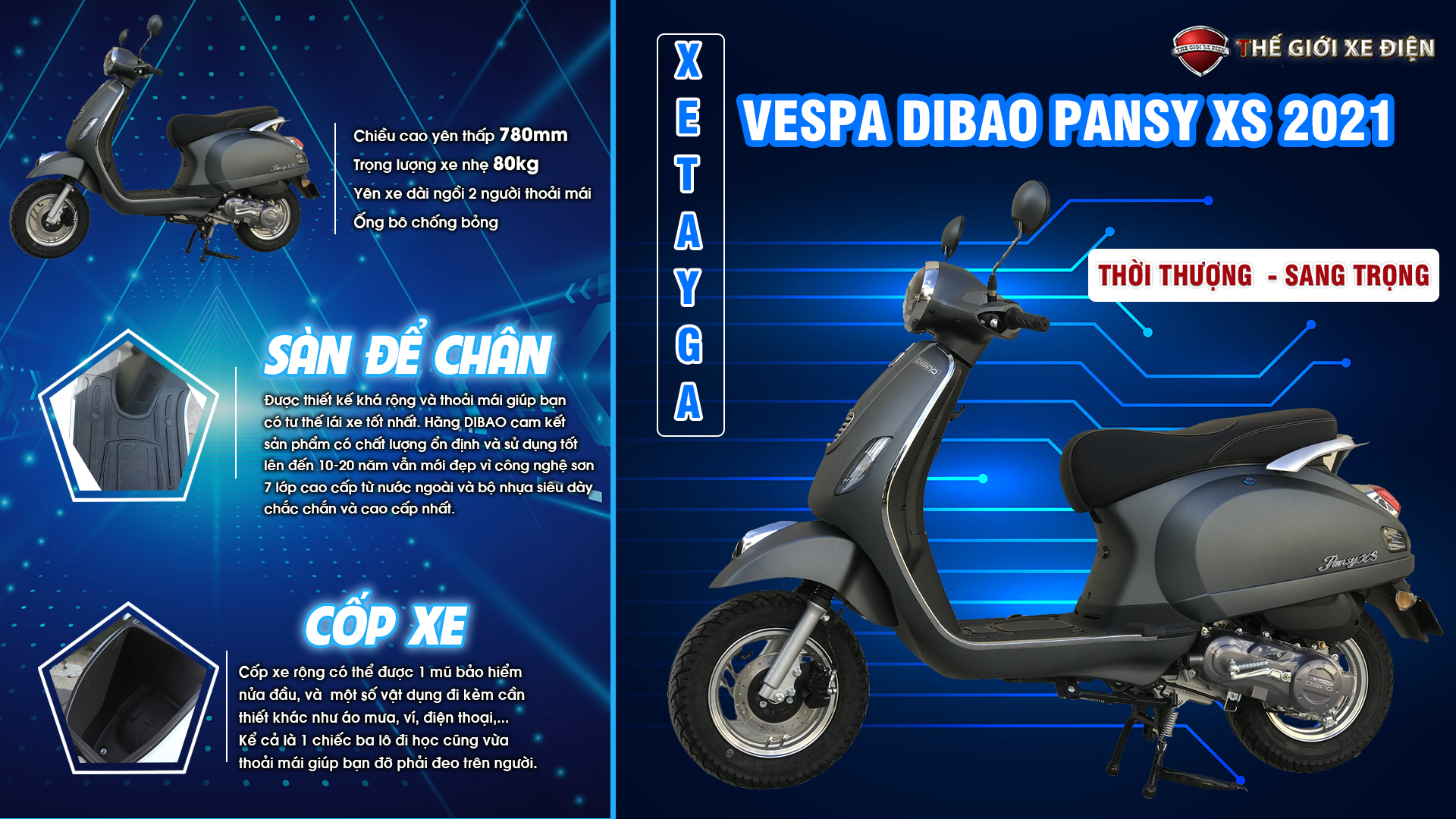 Xe Ga 50cc Vespa Dibao Pansy XS 2021